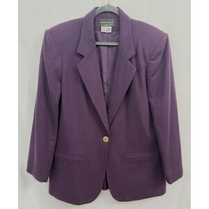 VTG Prophecy By Sag Harbor 100% Wool Blazer Jacket‎ Dark Purple Womens  Size 10